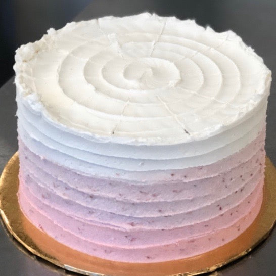 Pink Ombré Vanilla Cake with Raspberry Jam Buttercream