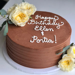 Chocolate Cake with Horizontal Frosting Lines