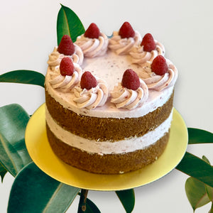 Naked Vanilla Cake with Raspberry Jam