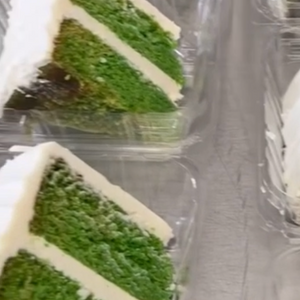 Slice of Pandan Cake with Vanilla Buttercream