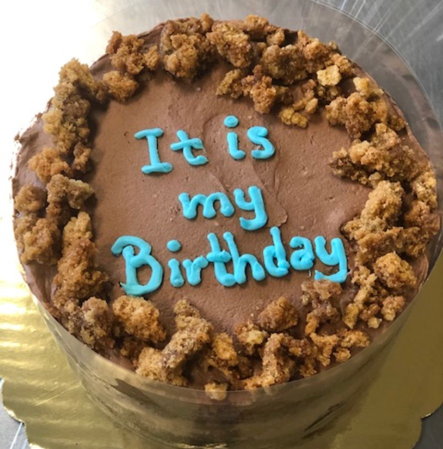 Naked Chocolate Cake with Mocha Frosting & Amaretti Cake Crumbs