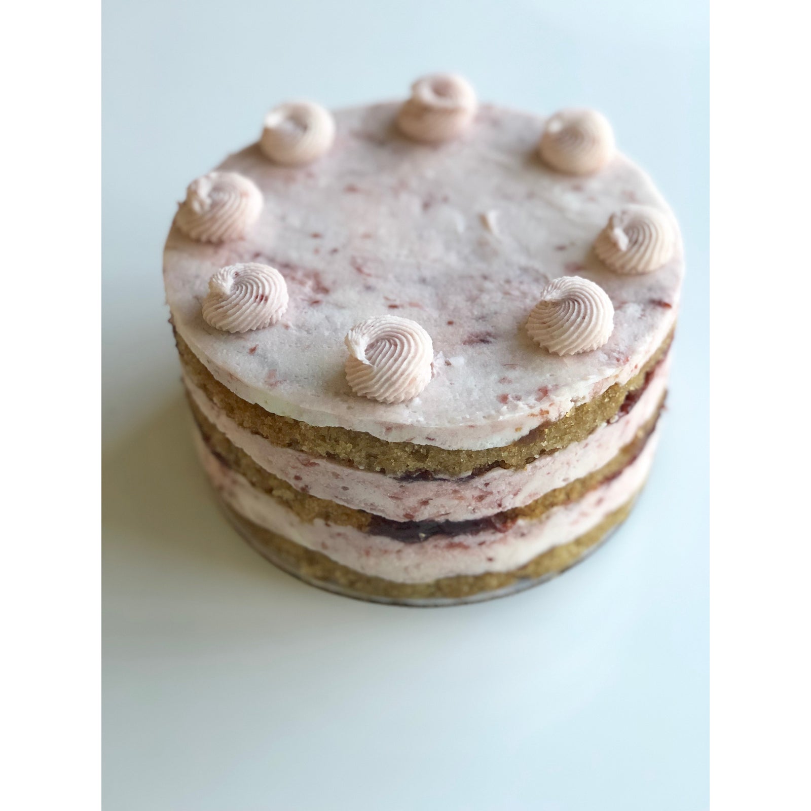 Naked Vanilla Cake with Raspberry Jam